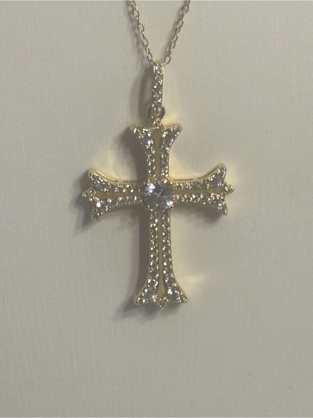 Kohls Gold Cross Pendant Necklace with Lab Diamonds - Retails $100.00 - Picture 2 of 5